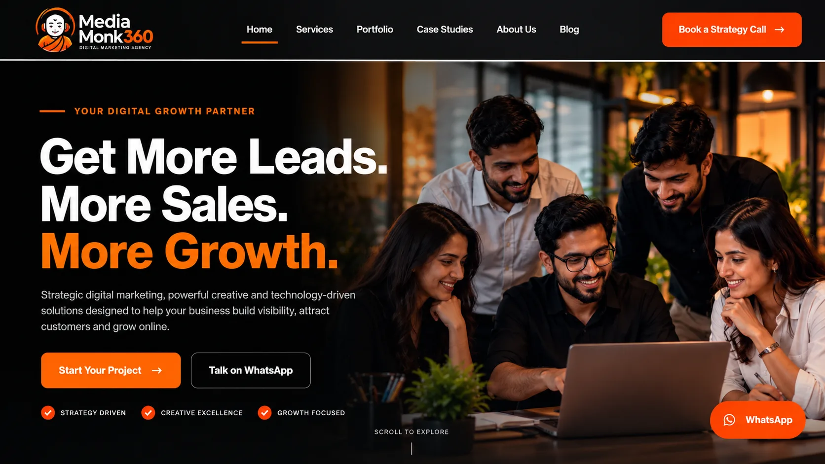 MediaMonk360 digital marketing website project